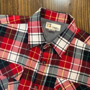 MISKEEN ORIGINALS Button Up Shirt Mens XL Red Plaid Short Sleeve Cotton Blend